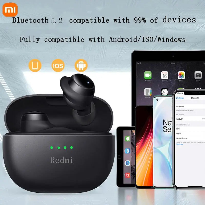 Xiaomi, auriculares intrauditivos, Redmi con Bluetooth 5.2, miniestuche de carga, impermeables, deportivos, tipo C