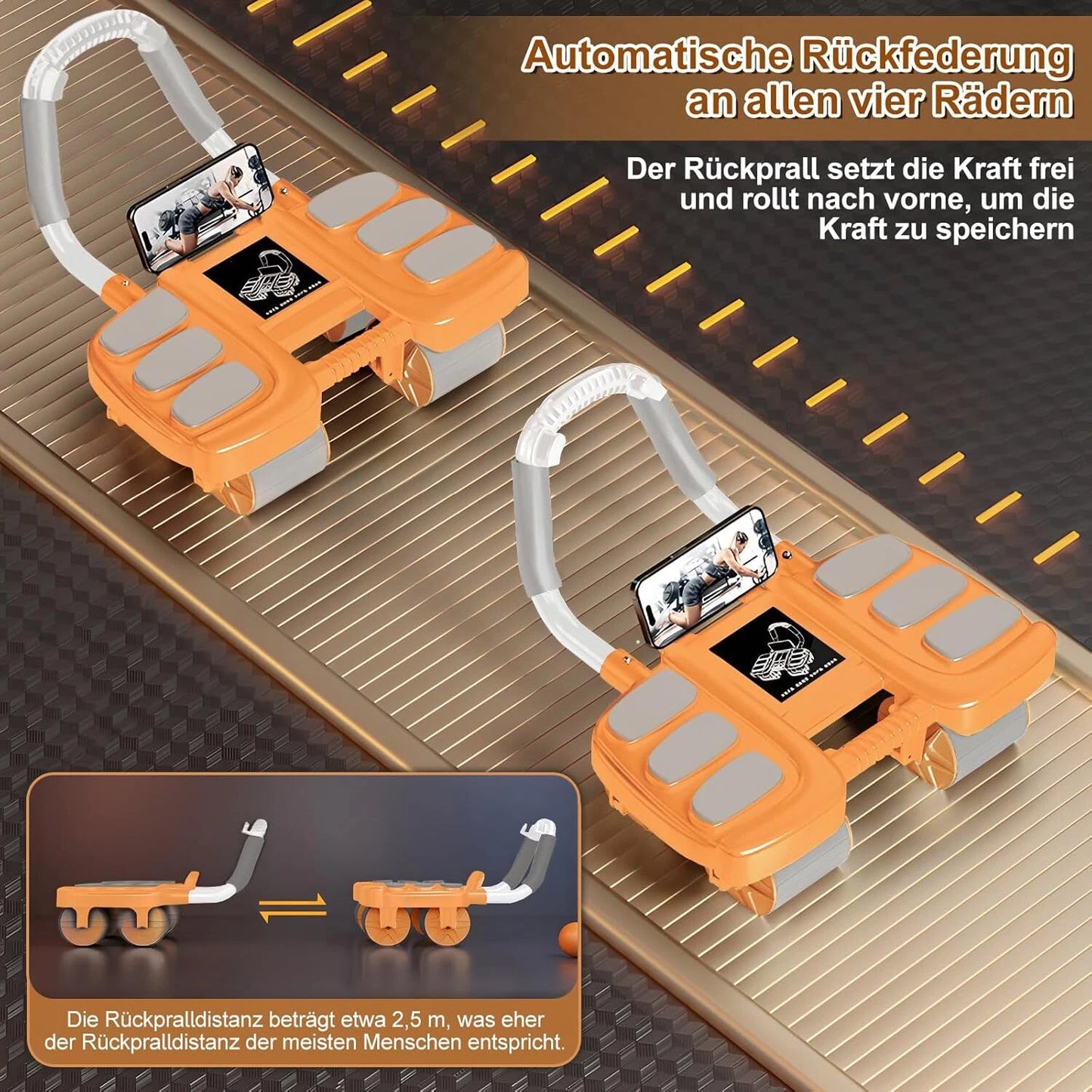عجلة تمارين البطن المتطورة بدعامة للمرفقين – Ab Roller برجوع أوتوماتيك وثبات عالي